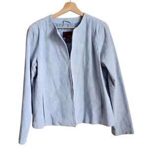 ⛱️🔥Vintage Merona - Icy Blue 100% Genuine Suede Leather Collarless Jacket - L